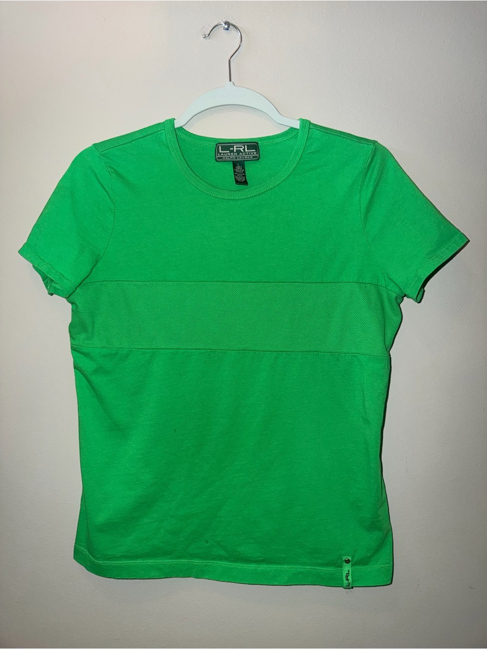 L-RL Lauren Active by Ralph Lauren Textured Stripe T-Shirt - Vibrant Green